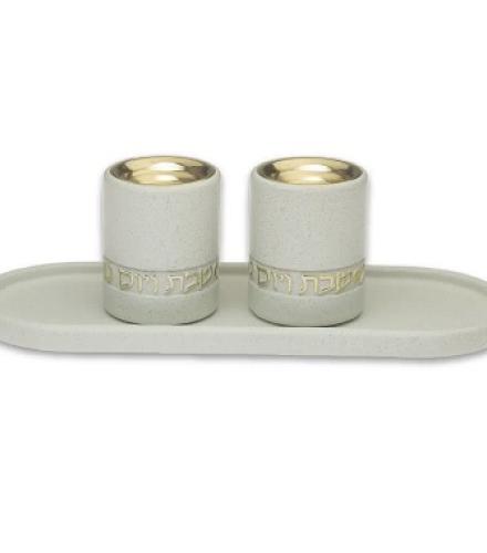 Polymer set Tray and Candlesticks