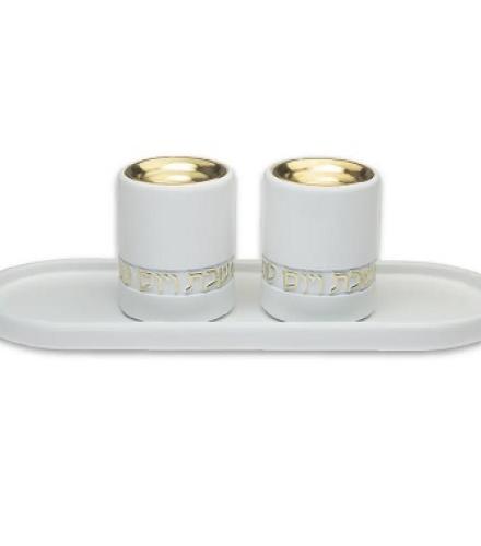 Polymer set Tray and Candlesticks
