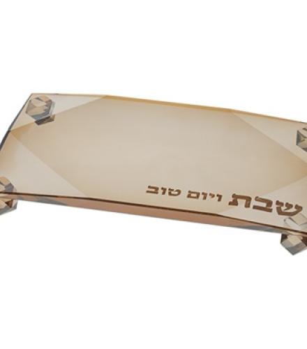 Crystal Tray for Candle Holders 23*13cm - Gold