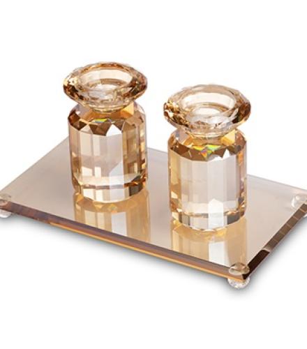 Crystal Candlesticks with Crystal Tray 23*13cm
