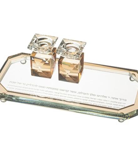 Pair of Crystal Elegant Candlesticks 9 cm