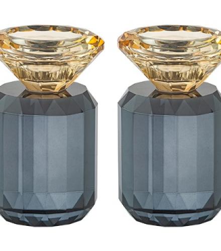Crystal Candlesticks 10 cm- Black & Gold Color
