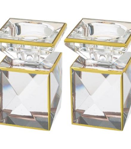 Pair of Crystal Elegant Candlesticks 9 cm