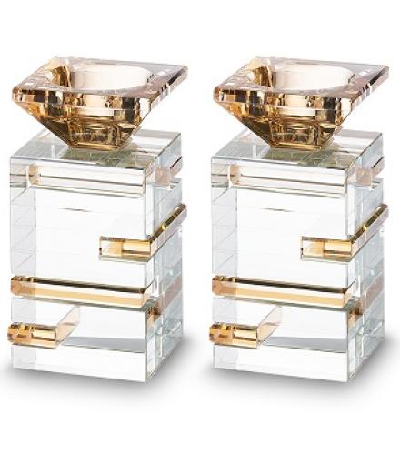 Pair of Crystal Candlesticks 11 cm