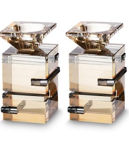 Pair of Crystal Candlesticks 11 cm