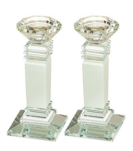 Pair of Crystal Elegant Candlesticks 16 cm