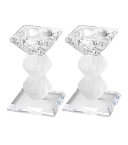 Pair of Crystal Elegant Candlesticks 10.5 cm