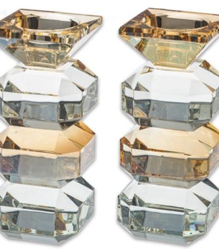 Pair of Crystal Elegant Candlesticks 14.5 cm