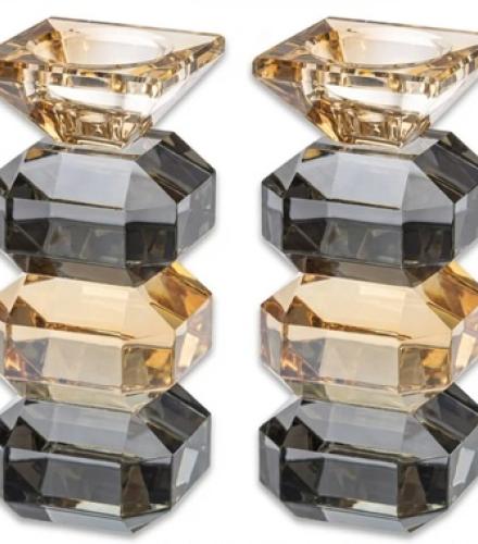 Pair of Crystal Elegant Candlesticks 14.5 cm