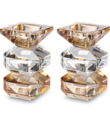 Pair of Crystal Elegant Candlesticks 12 cm