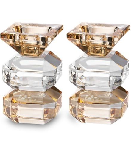 Pair of Crystal Elegant Candlesticks 12 cm