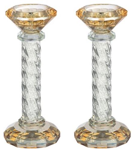 Crystal Candlesticks 16.5 cm with Stones