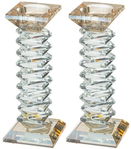 Pair of Crystal Elegant Candlesticks 17.5 cm