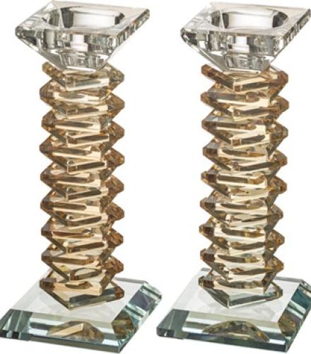 Pair of Crystal Elegant Candlesticks 17.5 cm
