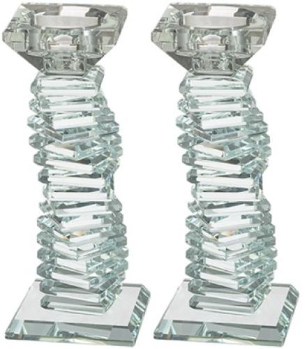 Pair of Crystal Elegant Candlesticks 16.5 cm