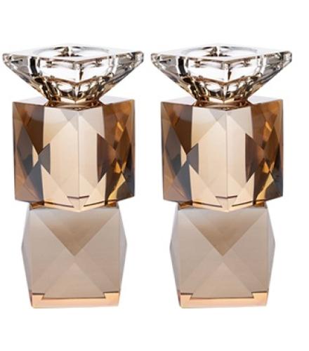 Pair of Crystal Elegant Candlesticks 14.5 cm