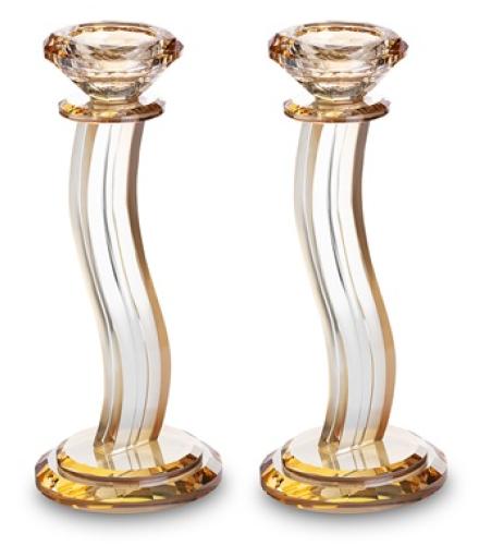 Pair of Crystal Elegant Candlesticks 22 cm