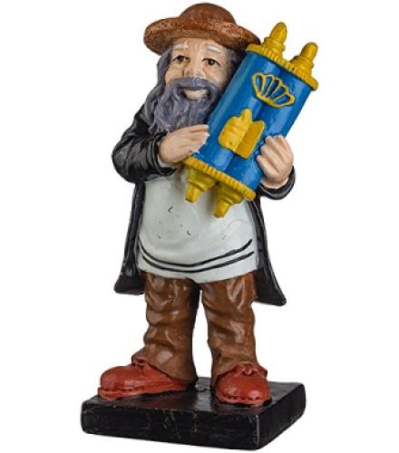 Polymer Hassidic Figurine Holding Torah Book 11 cm