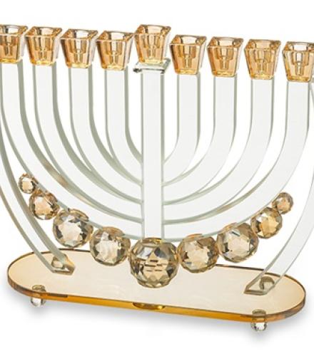 Crystal Elegant Hanukkiah 25cm - Gold