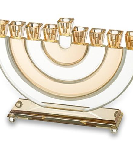 Crystal Elegant Hanukkiah 25cm - Gold, Striped