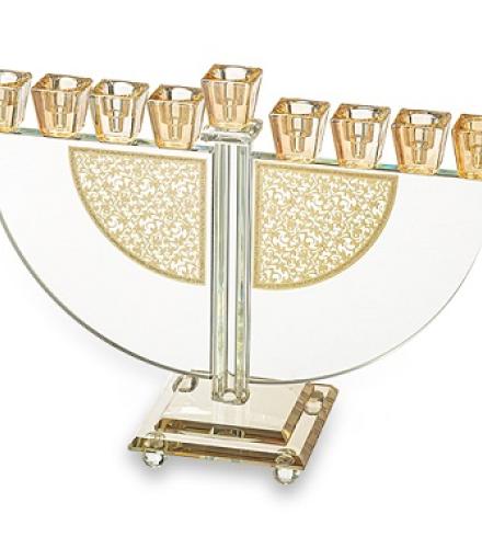 Crystal Elegant Hanukkiah 22 cm - Gold