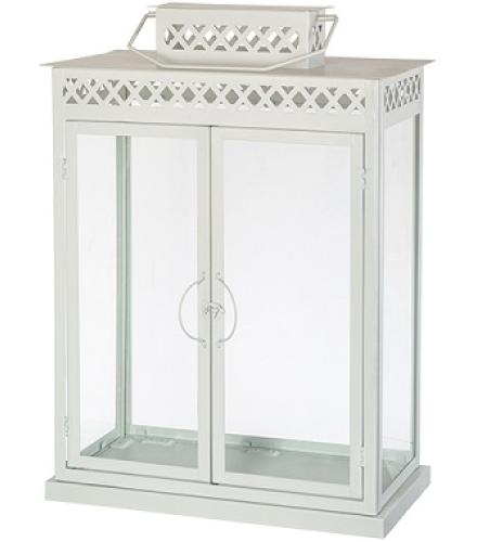 Aluminium and Glass Menorah Box 44*25*52 cm - White