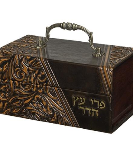 Faux Leather Etrog Box with Handle 12*20*11 cm