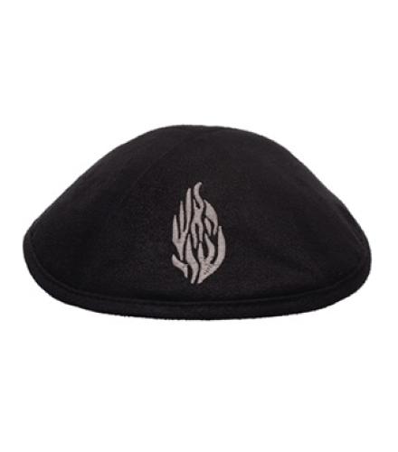 Ultra Suede Kippah 17 cm, with Pin Spot - Black