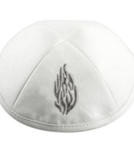 Ultra Suede Kippah 17 cm, with Pin Spot - Black - White