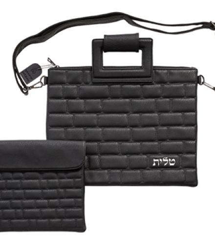 PU Leathere Fabric Talit & Tefilin Set 38*31 cm - Black